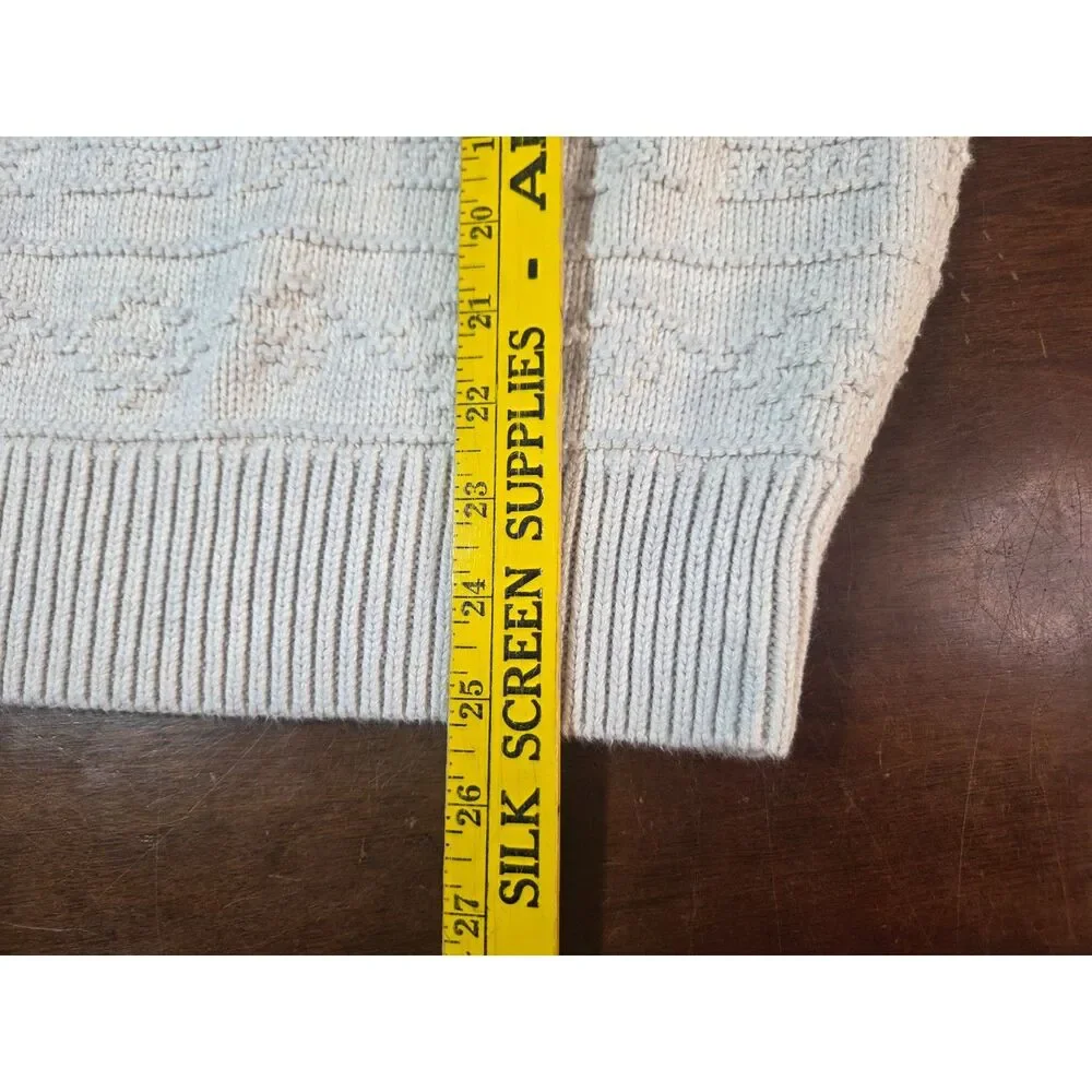 J.Crew Mens Medium M Heavy Knit Crewneck Sweater Light Gray Fisherman Chunky